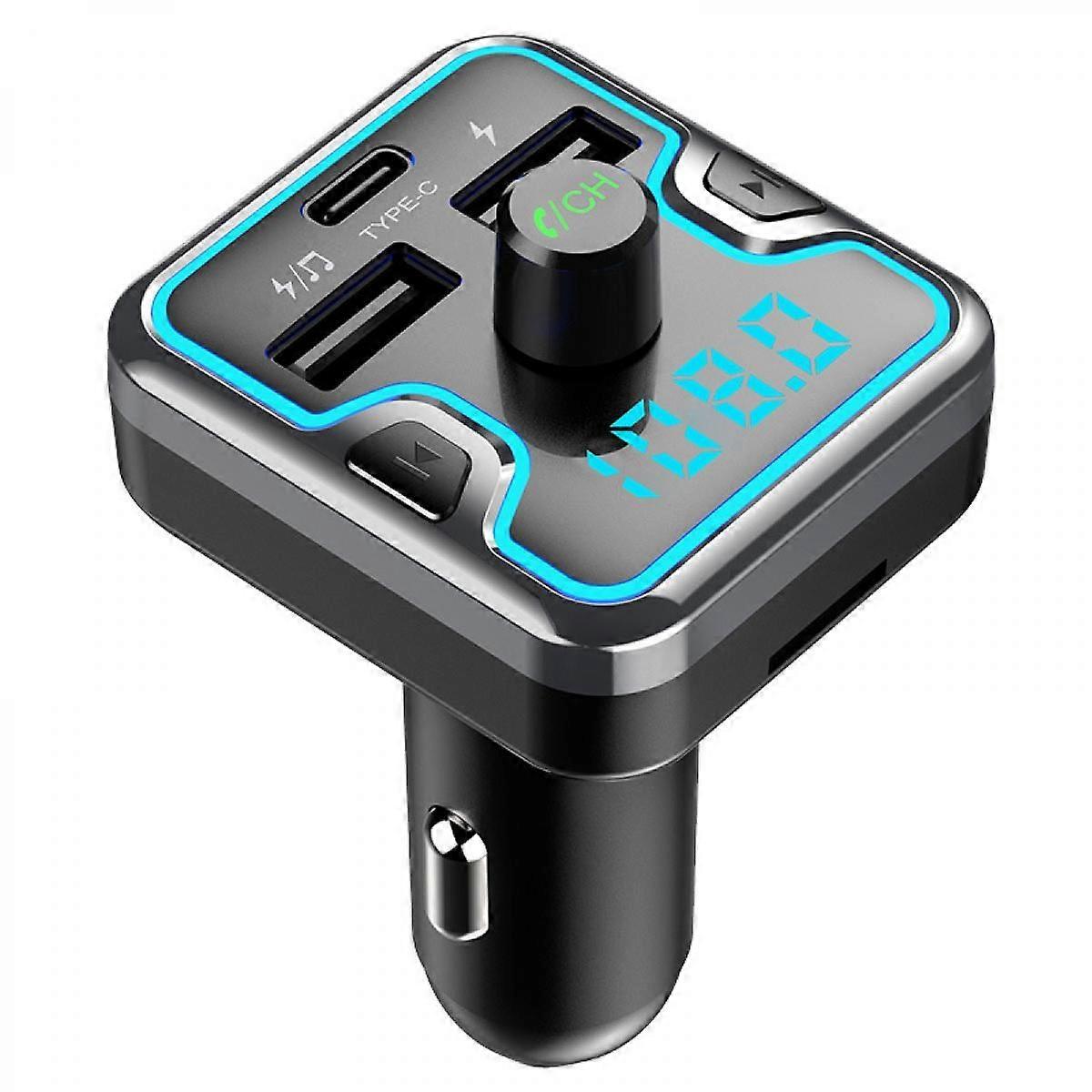 Araba Bluetooth FM Verici Ara Hzl arj Cihaz Ara Adaptr Mzik alar, oklu Renkli Ik, Siyah