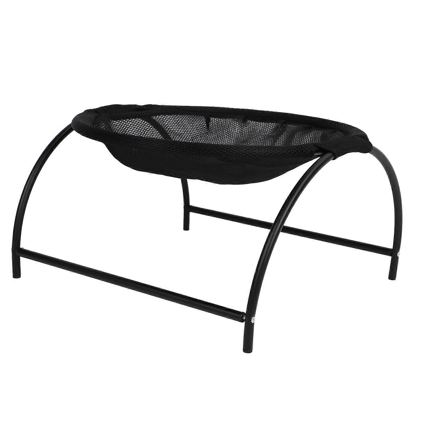 Cat Hammock Bed Stable Structure Soft Comfortable Breathable Elevated Kitten Sleeping Hammock for Home Indoor Mesh Style Black