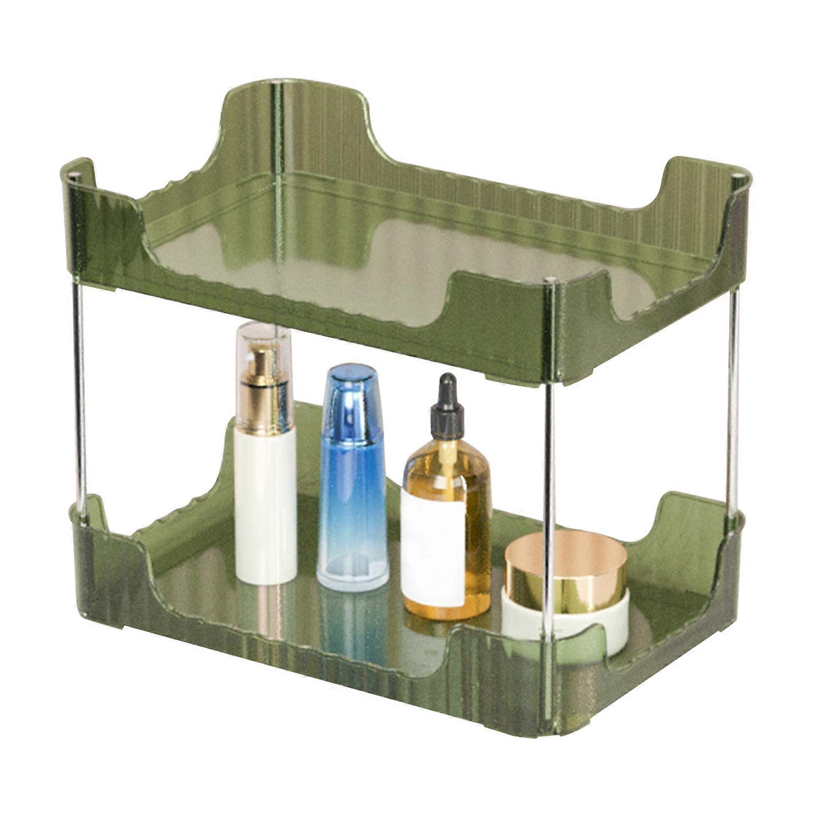 Desk Storage Rack Double Layer Desktop Shelf Emerald Green
