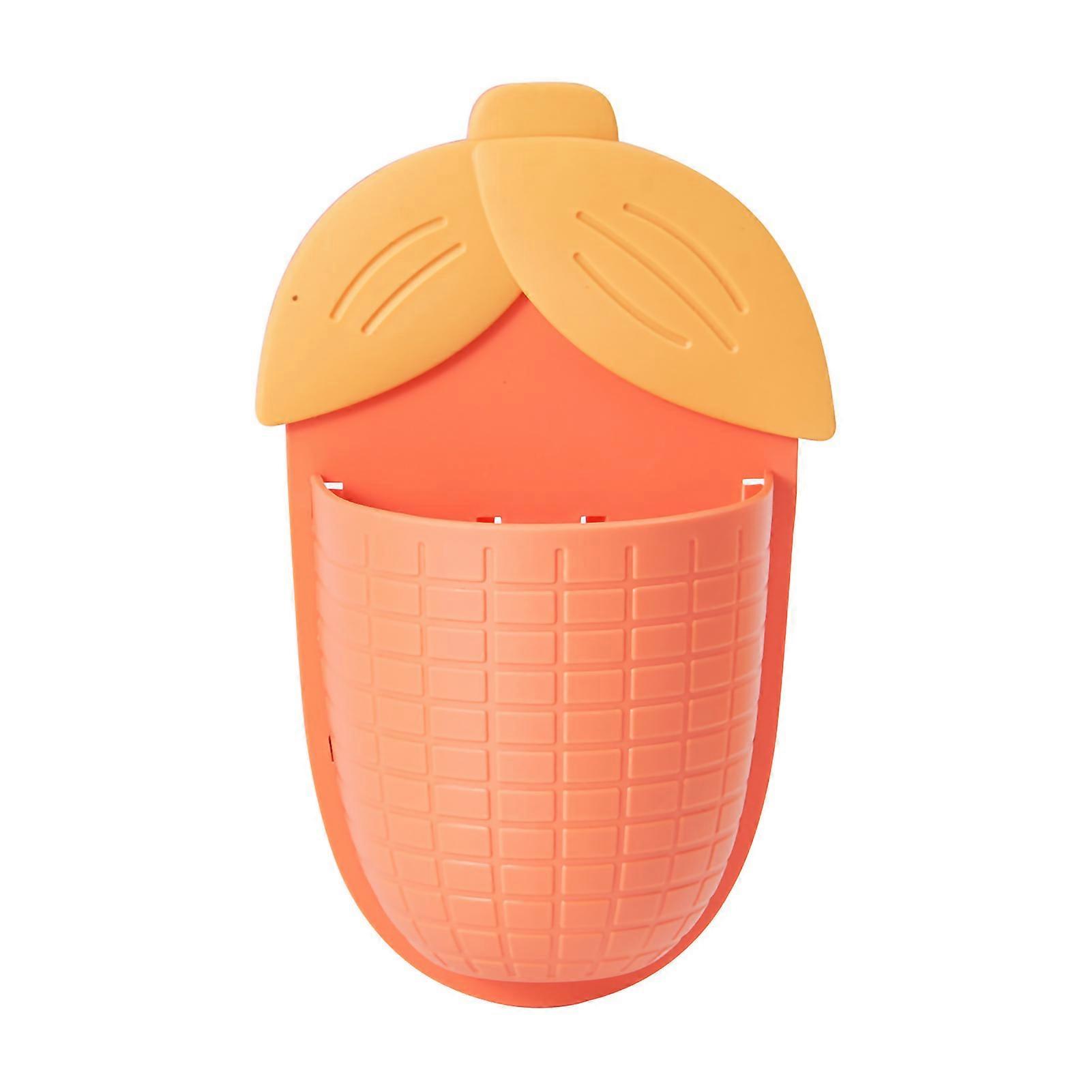 Wall Mounted Storage Rack Corn Shape Multipurpose Bathroom Toothbrush Holder Organizer for Kitchen OfficeOrange
