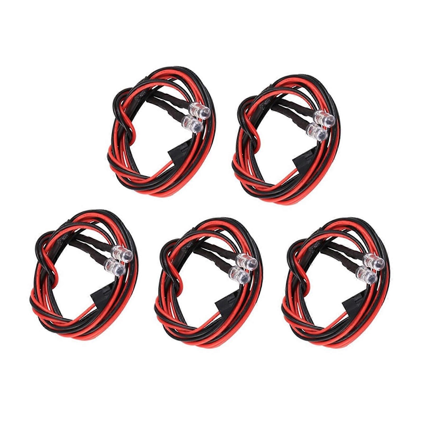 Bright 5mm LED Upgrades for Remote Control Car 2 White /2 Redness Lamps Pack of 5 Remote Control Hobbyists Lighting