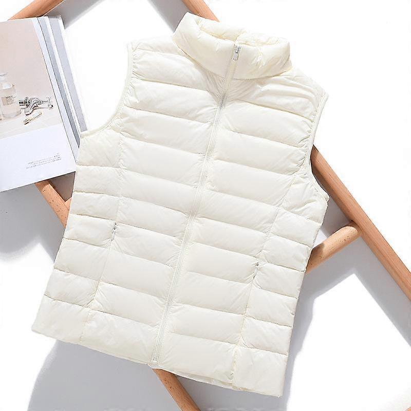Lightweight Solid Color Women's Down Vest Short Vest Standing Collar Vest Lightweight 90% White Duck Down Coats Jacket