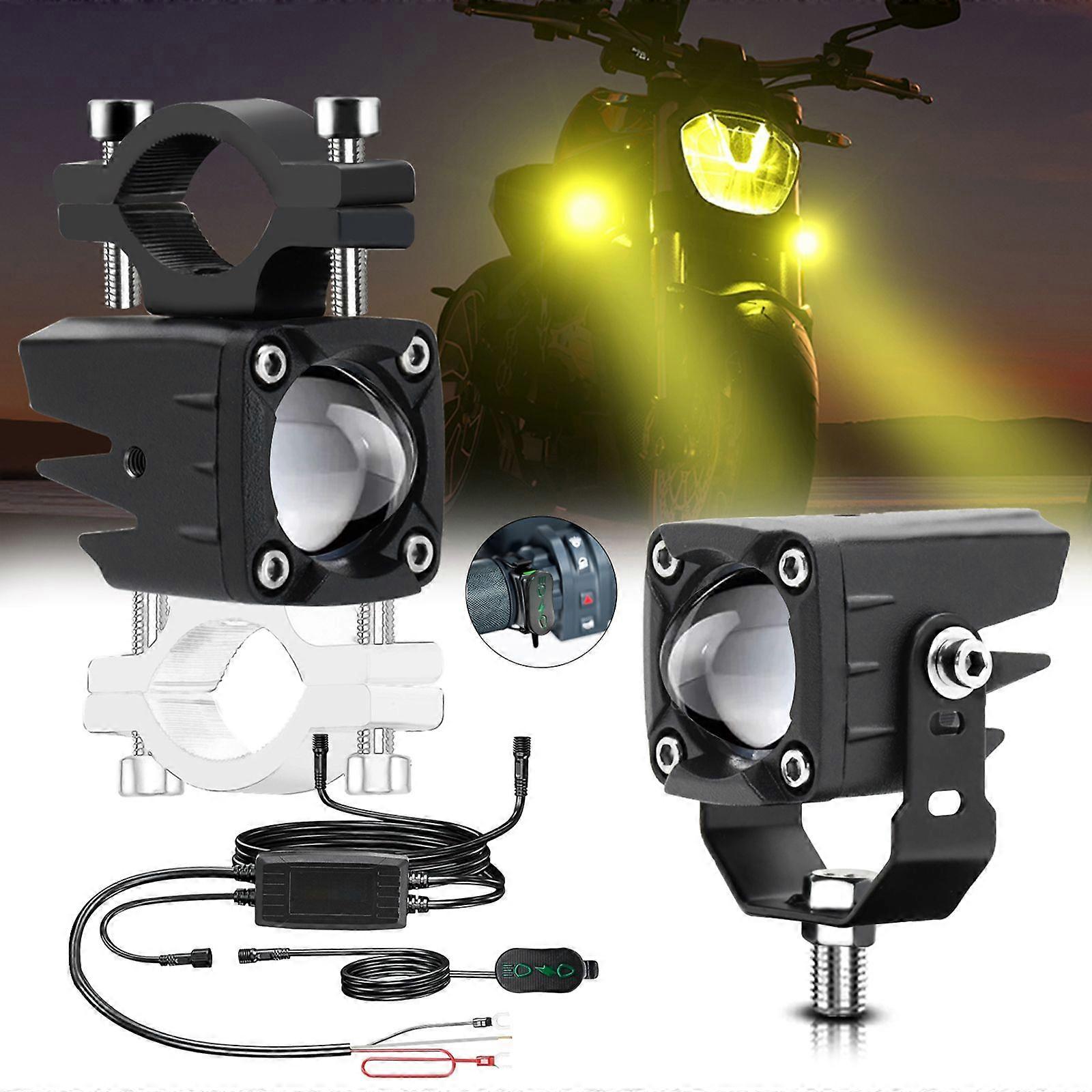 Motorcycle LED Driving Fog Lights 120W 18000LM 6 Lighting Modes LED Auxiliary Lights with Wiring Harness Kit and Mounting Brackets Compatible with Tra