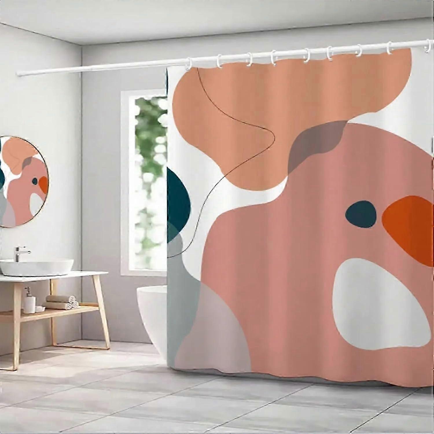 unique 1 pcs Morandi patterned polyester material shower curtain waterproof fabric