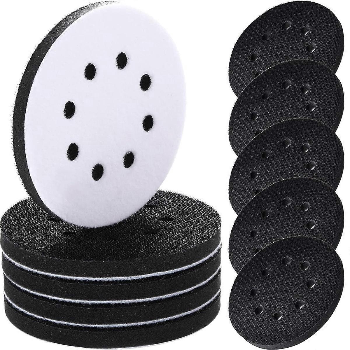 10 Pcs Soft Density Interface Pads 5inch 8 Holes Hook and Loop Sponge Cushion Buffer Backing Pad Sanding Interface Pad