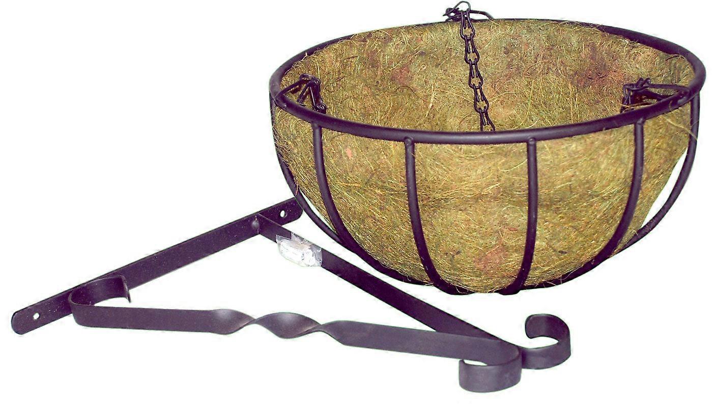 12" Hanging Basket Set With Coco Liner, Chain & Wall Bracket