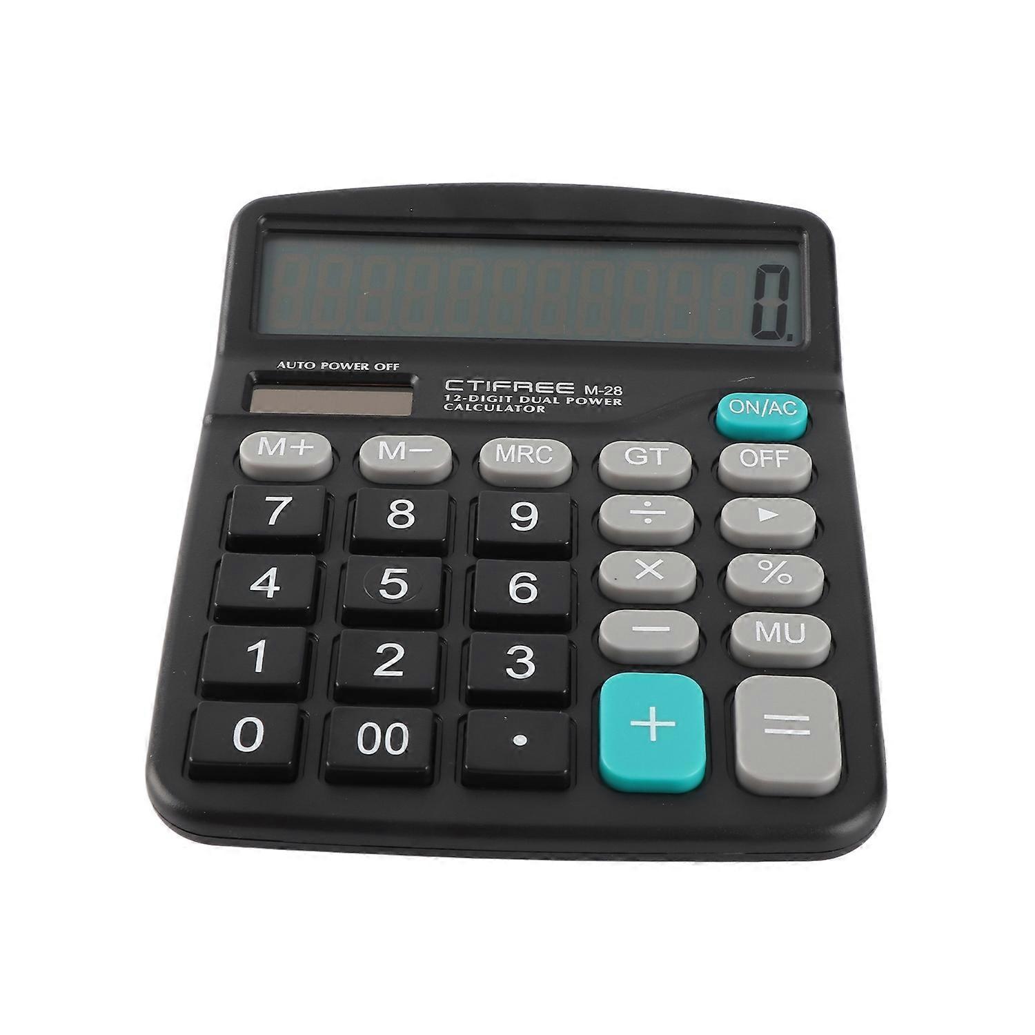 Solar Calculator 12 Digit Large LCD Display Solar and Battery Dual Power Desktop Calculator for Offi