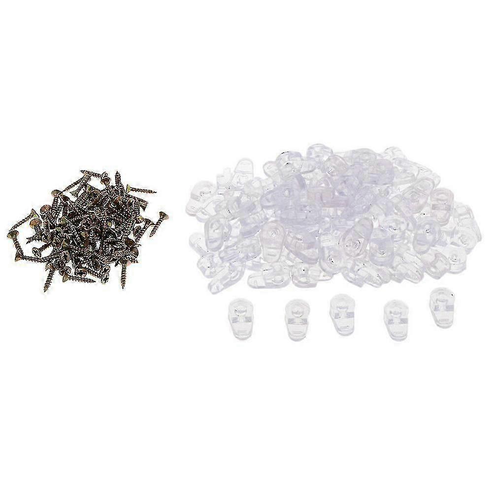 100pcs Transparent Plastic Clips for Mirror Cabinet Fixing
