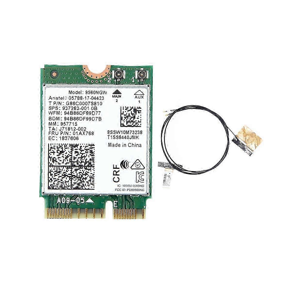 9560NGW WiFi Card+Antenna 1730Mbps Wireless AC 9560 Dual Band 2.4G+5G BT 5.0 802.11Ac M.2 CNVI 9560