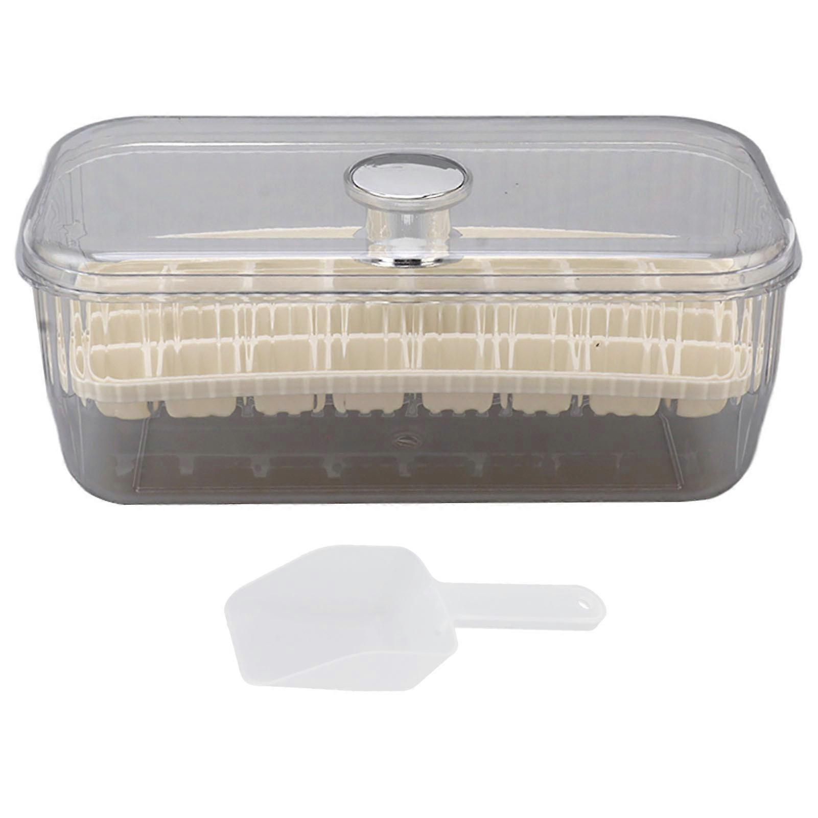 Ice Cube Tray Square Easy Release Ice Tray Cube Maker Mold with Box Lid Ice Scoop Large Capacity