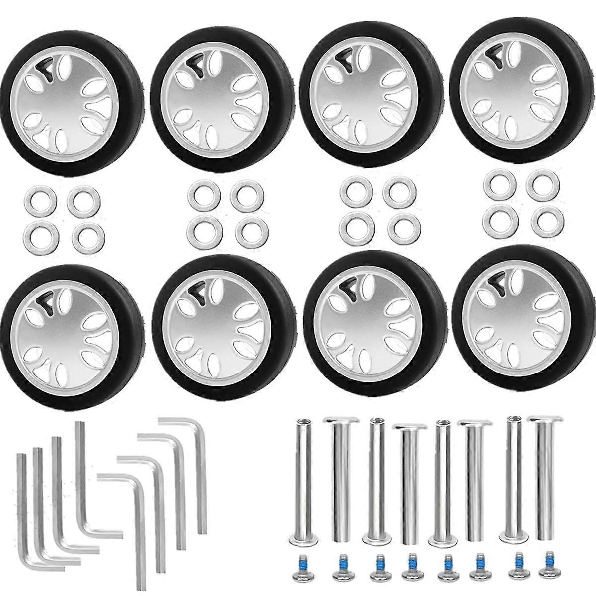 8pc Luggage Wheels Replacement Kit,Mute Caster Replacement Suitcase B