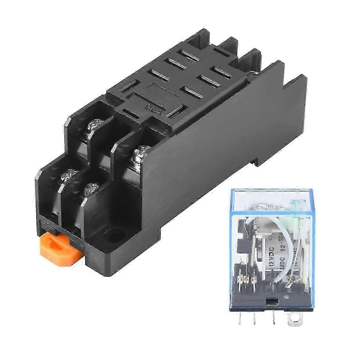 Amico 12V DC Coil Power Relay DPDT LY2NJ HH62P-L JQX-13F 10A With PTF08A Socket Base