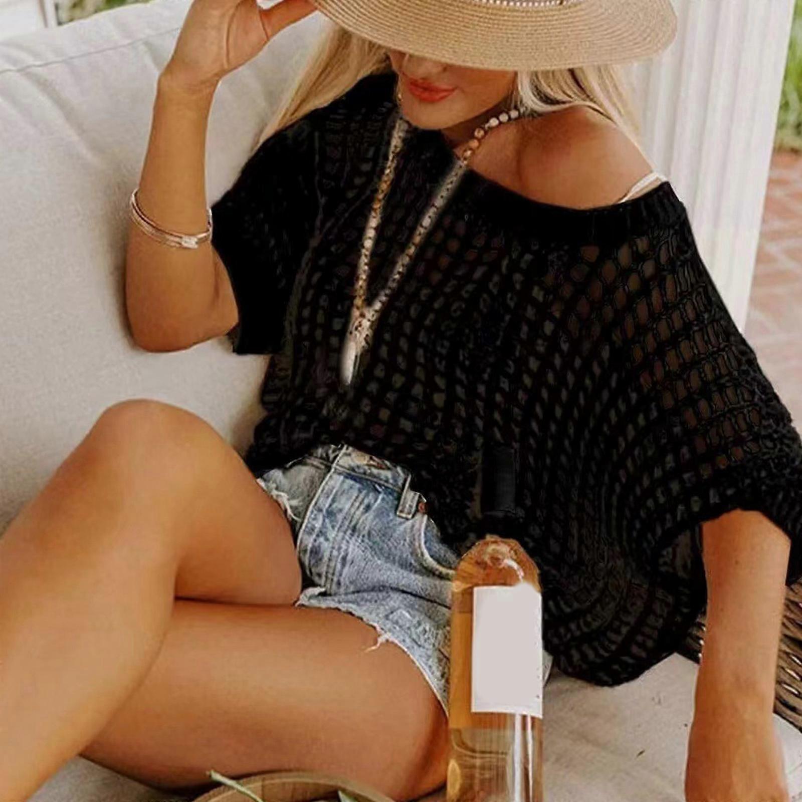 Black Beach Coverup Top