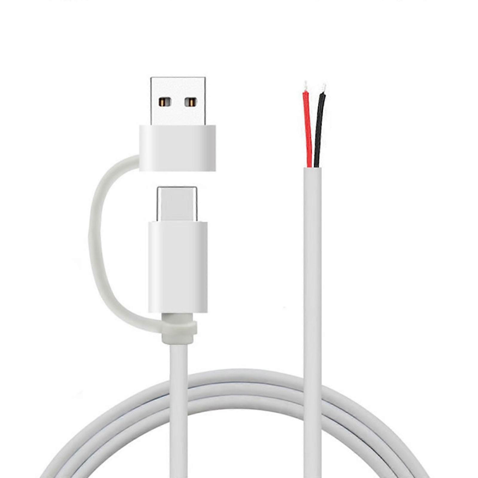 USB C Power Pigtail Cable 5V 2A USB Type C Male to 2 Pin Bare Wire Open End Power Pigtail Cord DIY for LED Fan Camera