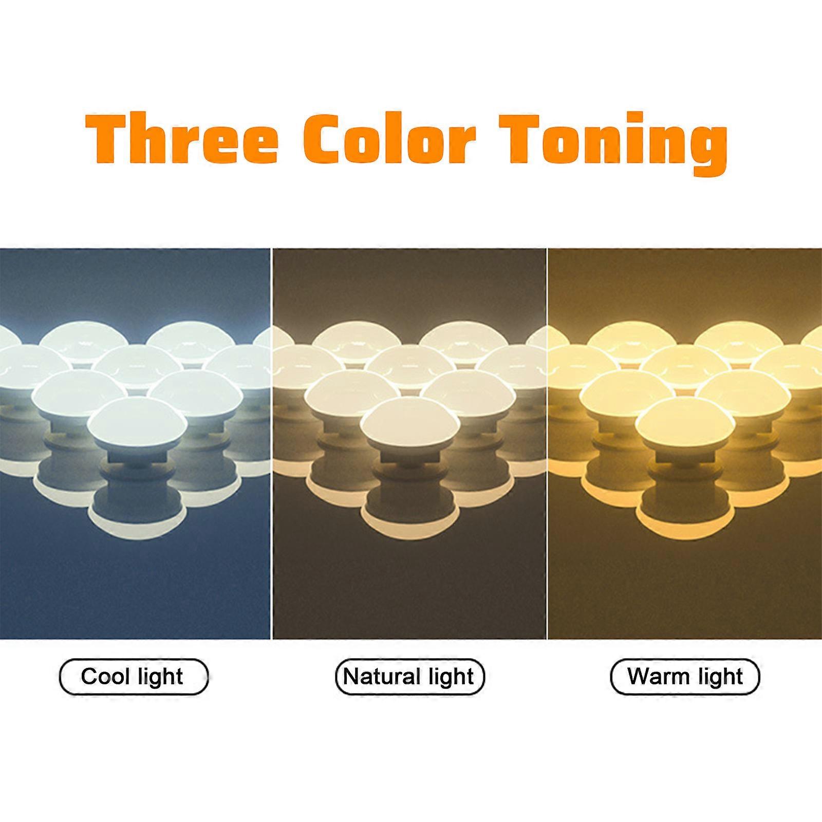 LED Vanity Mirror Light Bulb Mirror Front Light USB Makeup Light Tri-color Dimming Mirror Light Refill Lights