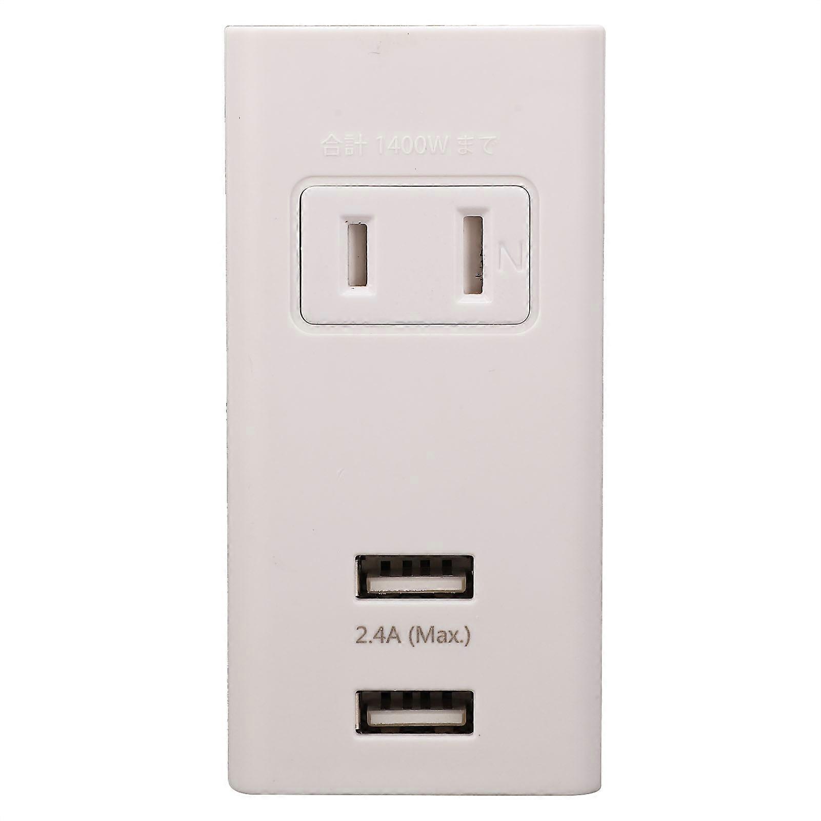 USB Socket Plug Extender 1 to 2 Outlet Adapter Electric Splitter US Plug 100V 1400W