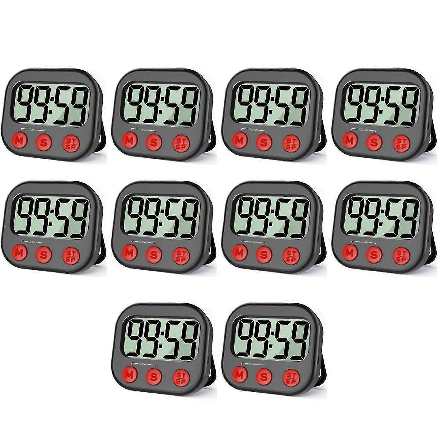10X Kitchen Timer, Digital Visual Timer Magnetic Clock Stopwatch Countdown Timer, Large LCD Screen