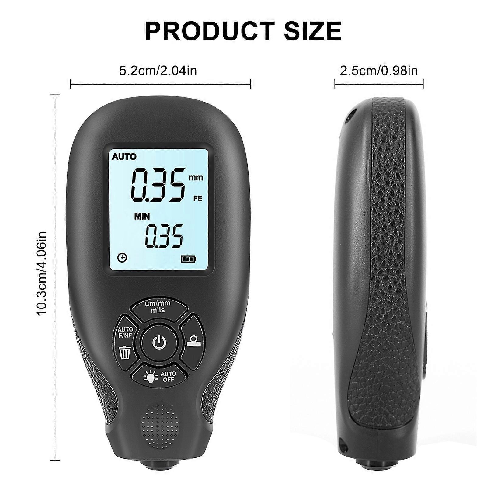 Digital Paint Thickness Tester 0-2000um Automotive Coating Film Gauge with LCD Display Car Paint Coating Meter for Precise Measurement