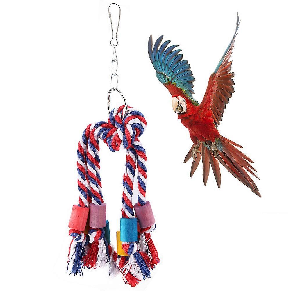 Jouet à mâcher coloré pour perroquet et oiseau de compagnie, corde en coton à suspendre