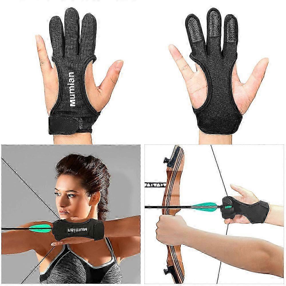 1 Stück Outdoor Bogenschießen Handschuhe Schießen Jagd Leder Dreifinger Protektor Bogenschießen Schutzausrüstung Zubehör-Yvan