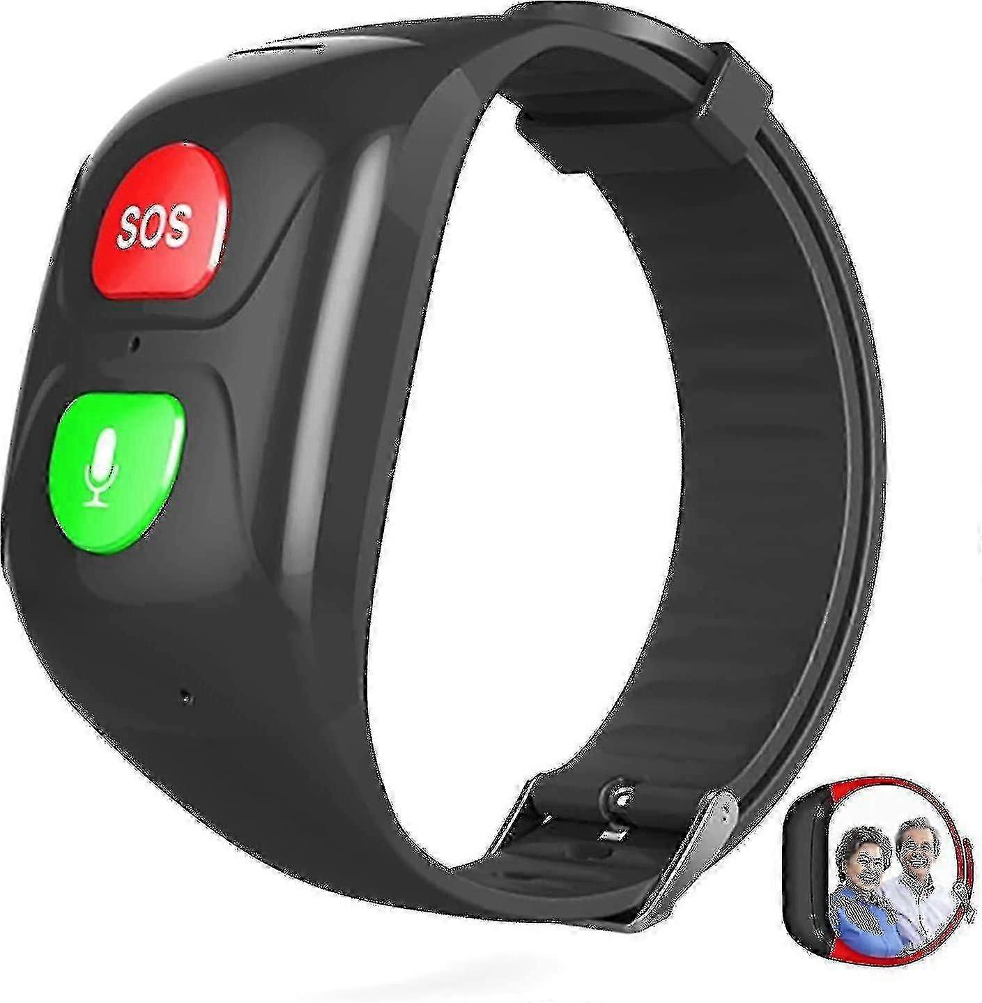 2024 Sos Wristband Gps Tracker Compatible Elderly Emergency Call Sos Gps Locator Phone Emergency Helper Ip67 Waterproof Smart Watch Phone,black New