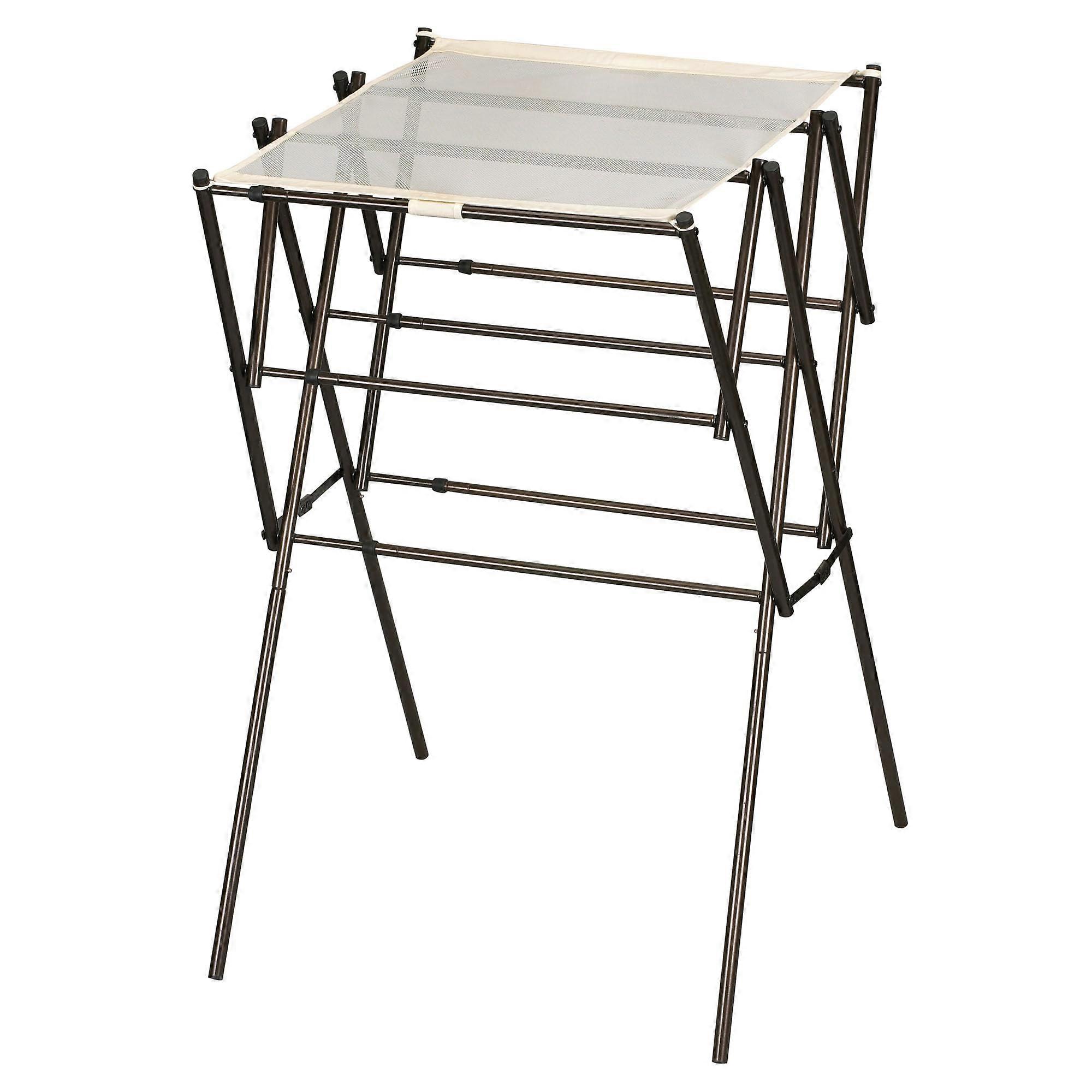 5175 Collapsible Expandable Metal Clothes Drying Rack, Antique Bronze Finish, Space Saving Laundry Organizer