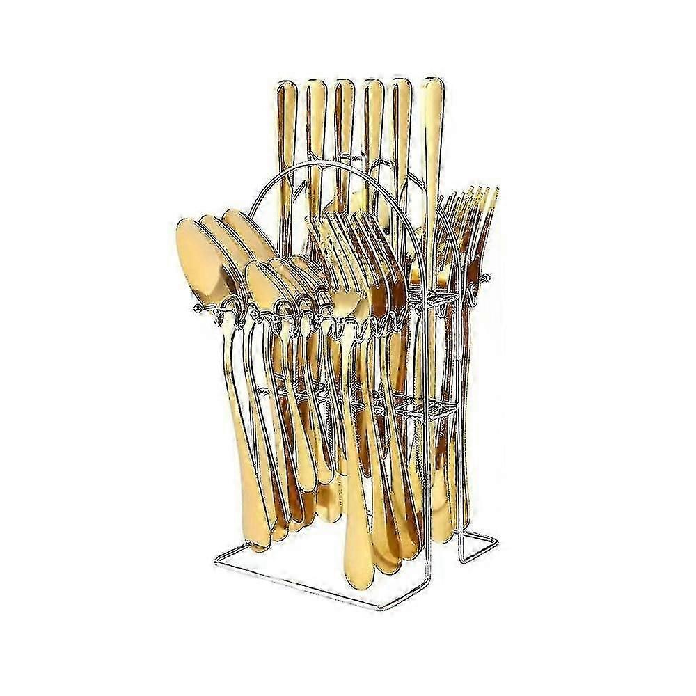 Silverware Set 24 Piece Silverware Cutlery Set With Stand Include Knife Fork Spoon,hanging Stainles