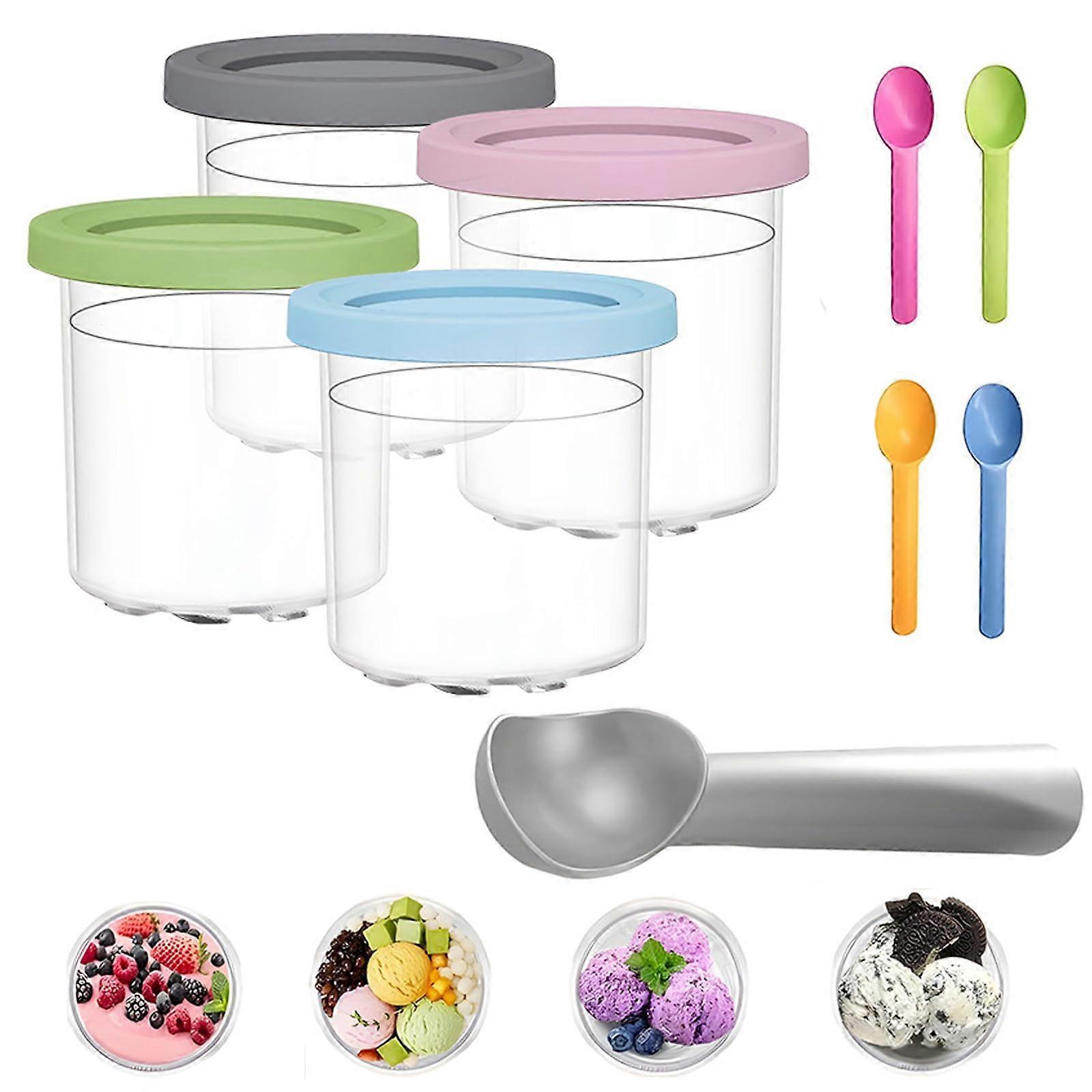 4 Pack BPA-Free Dishwasher Safe Ice Cream Containers for Ice Cream Maker and Storage in Pints Size