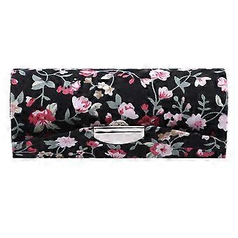 Elegancki przenośny organizer na szminki, kwiatowe etui na szminki na niezbędne kosmetyki w podróży, brokatowa ściereczka i metalowa konstrukcja, kompaktowy rozmiar