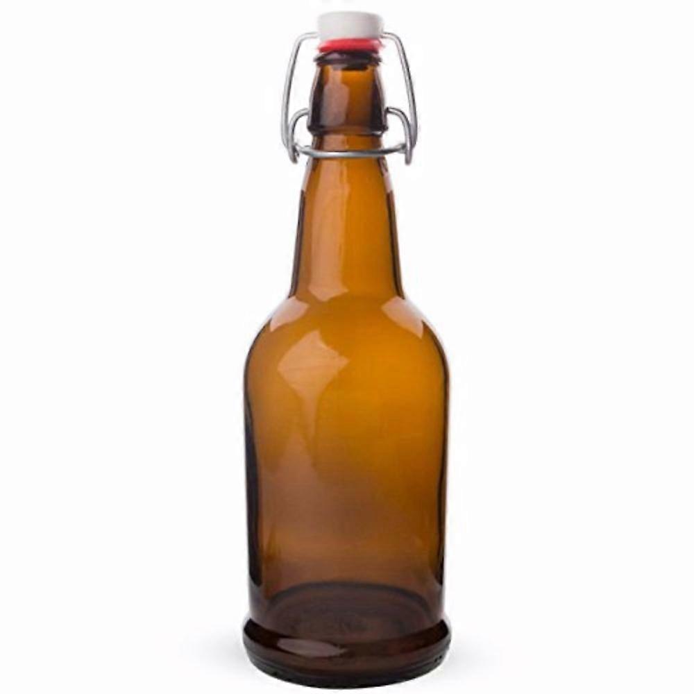 1 Liter Amber Style Swing Top Bottles with EZ Cap Lids - 12 Pack Glass Beer Brewing Containers