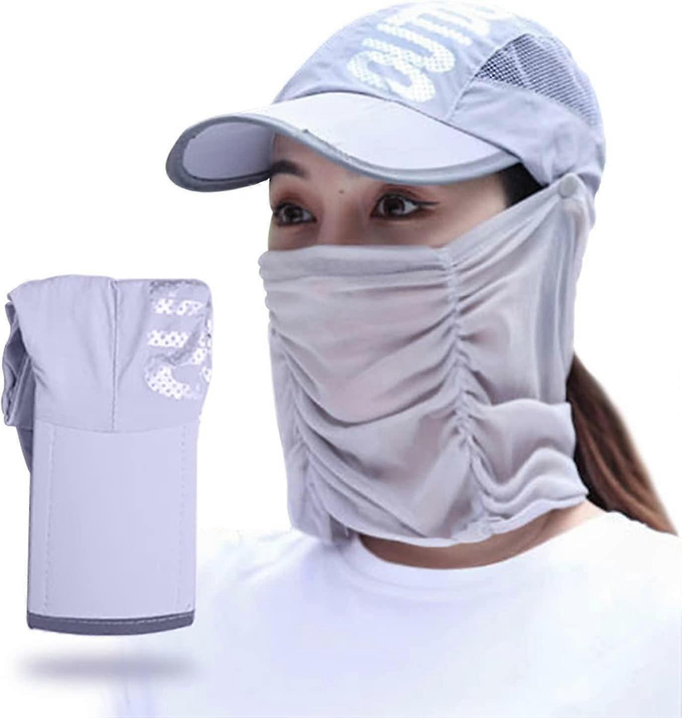 Women's Sun Hat with Detachable Neck Protector,UPF50+UV with Flap,Gray