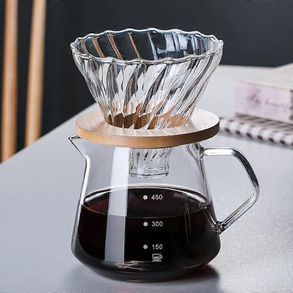 Pour Over Coffee Maker with Reusable Filter, 20oz Glass Carafe Dripper Set for Home Office Camping Hiking