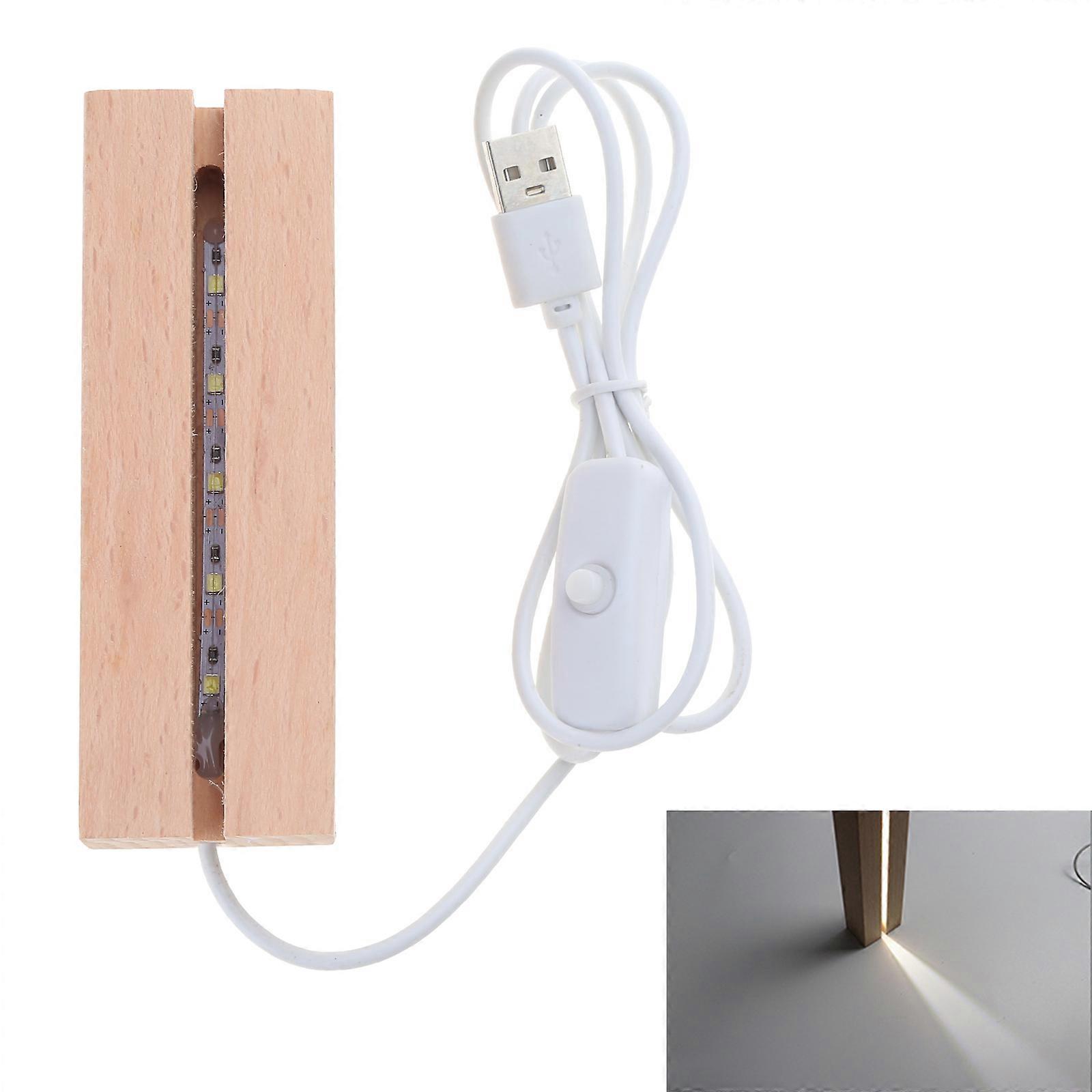 LED Wood Display Base 8 Colors Rectangle Display Pedestal Lights Display Base Wooden Lighted Base Stand for Resin Art  White light