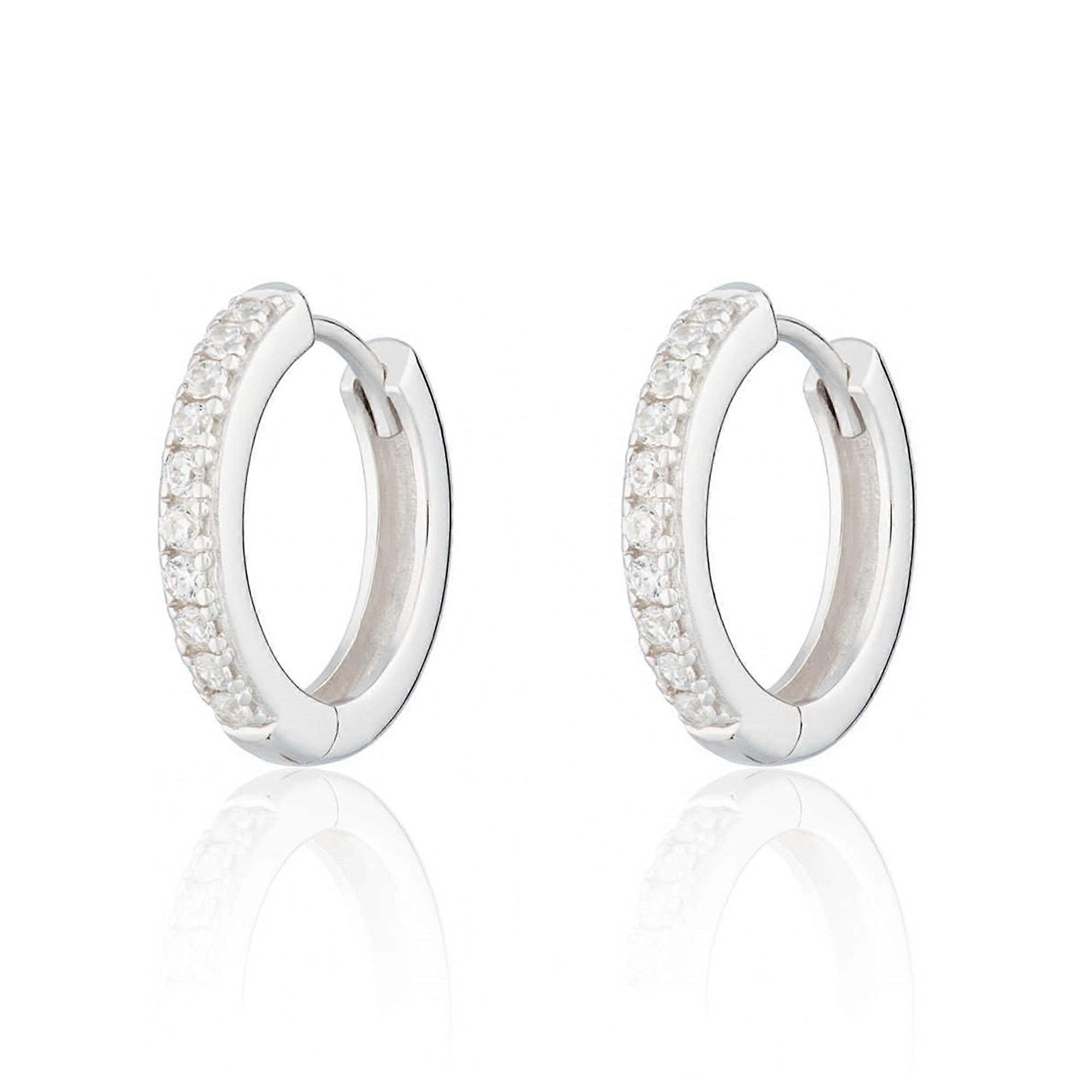 Large Huggie Earrings With Clear Stones