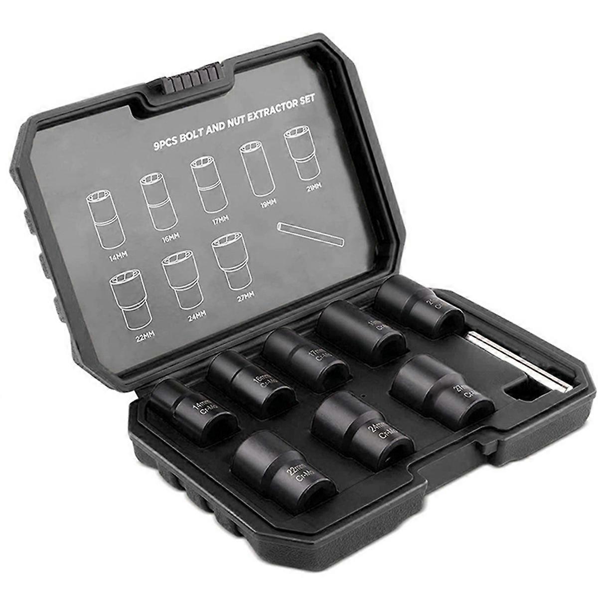 9Pcs Set Nut Extractor Damaged Incomplete Screw Nut Extractor