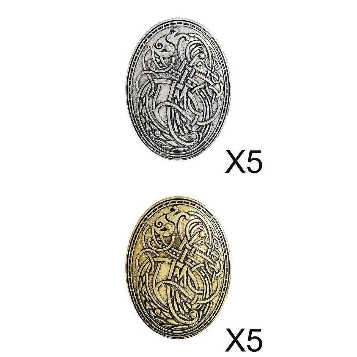 10 Pieces Medieval Viking Symbol Brooch Oval Shawl Sweater