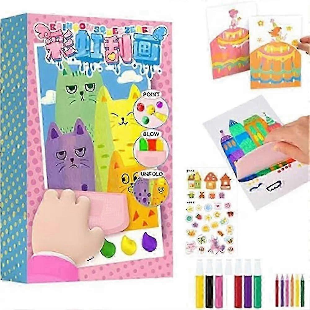 ممسحة الفن الاطفال الطلاء كيت ، DIY عيد الميلاد قوس قزح خدش اللوحة نقطة اللوحة