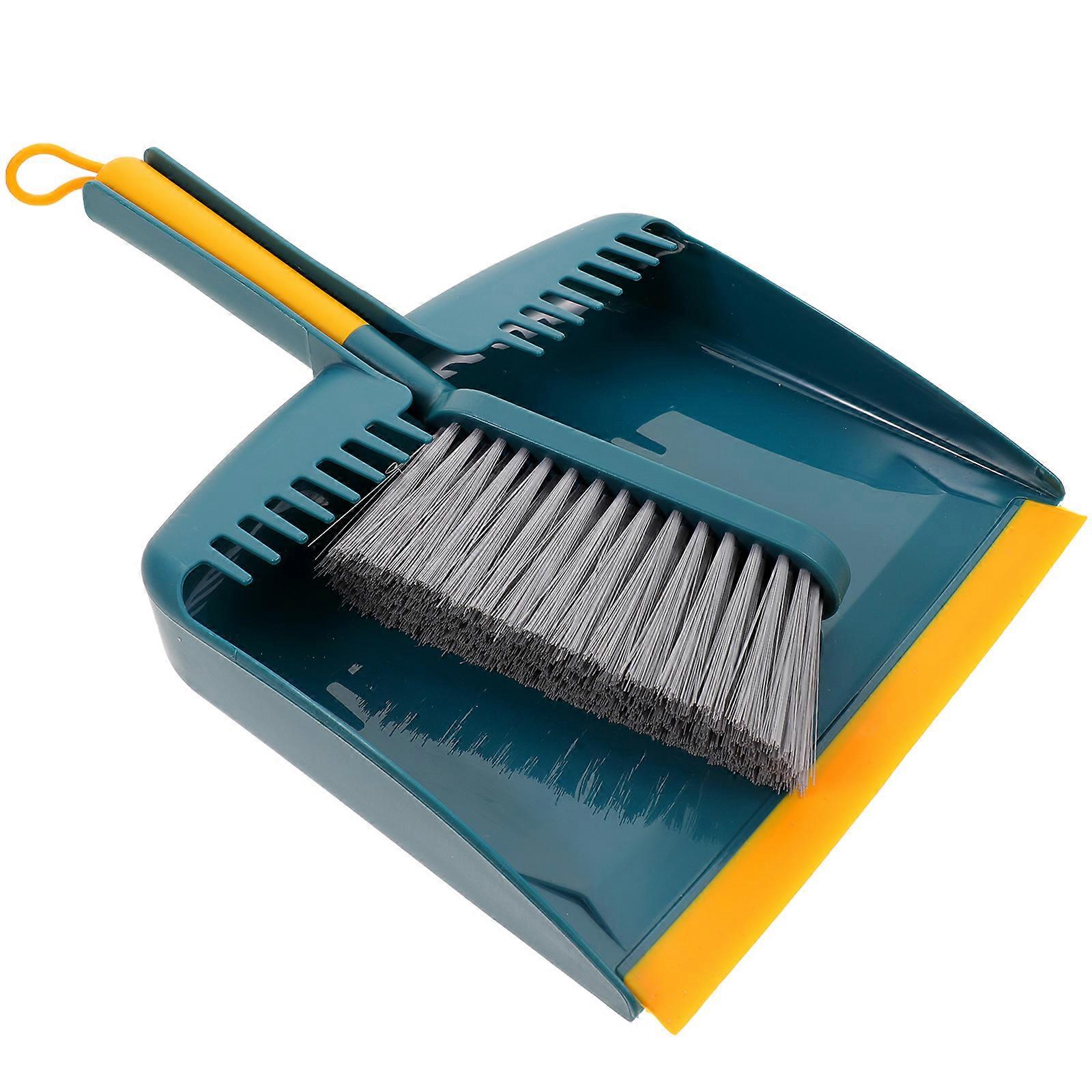 Space Saving Kitchen Broom and Dustpan Set with Skid Resistant Handle, Durable Design for Efficient Home Cleaning and Hair Removal