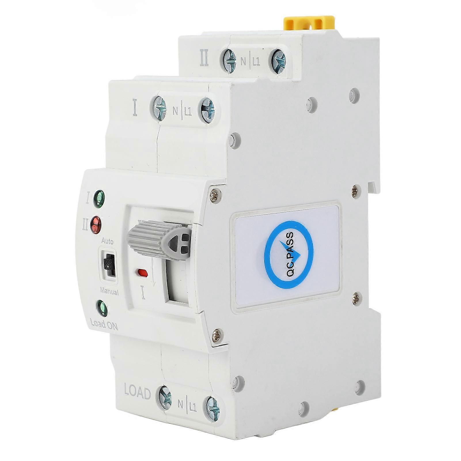 2P 16A ATS Dual Power Automatic Transfer Switch, 110VAC Electric Circuit Generator Changeover Switch