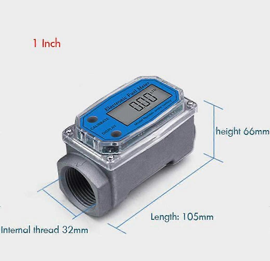 1 Inch/1.5 Inch Turbine Water Flowmeter with Digital LCD Display Diesel Gasoline Flow Meter Thread Fuel Transfer Meter