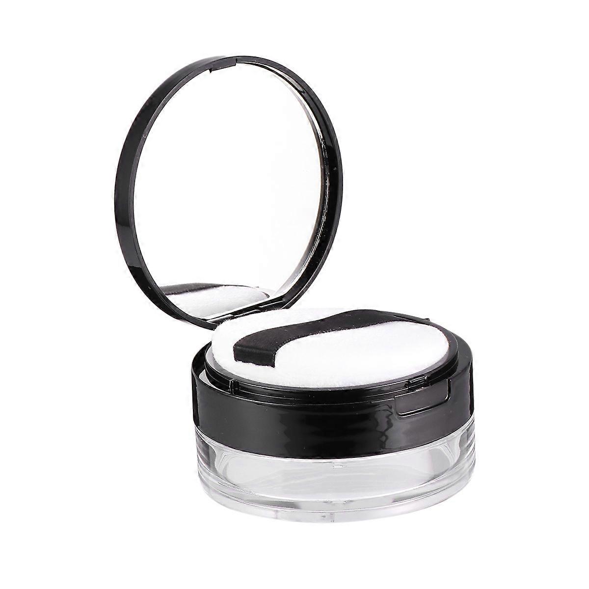 Loose Box Travel Loose Container Square Mirror Type Storage Container with Puff 2Pack Black