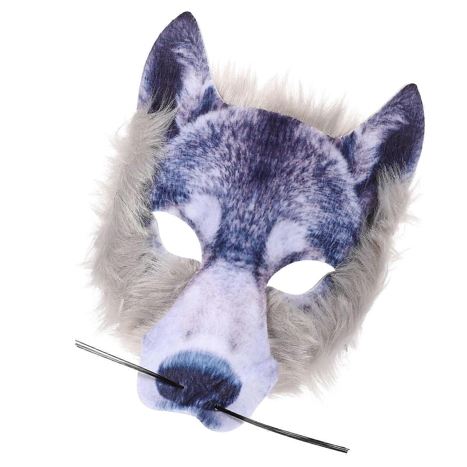 Halloween Wolf Mask, Non Woven Scary Half Face Mask for Adults, Realistic Plush Design Party Cosplay Costume Accessory