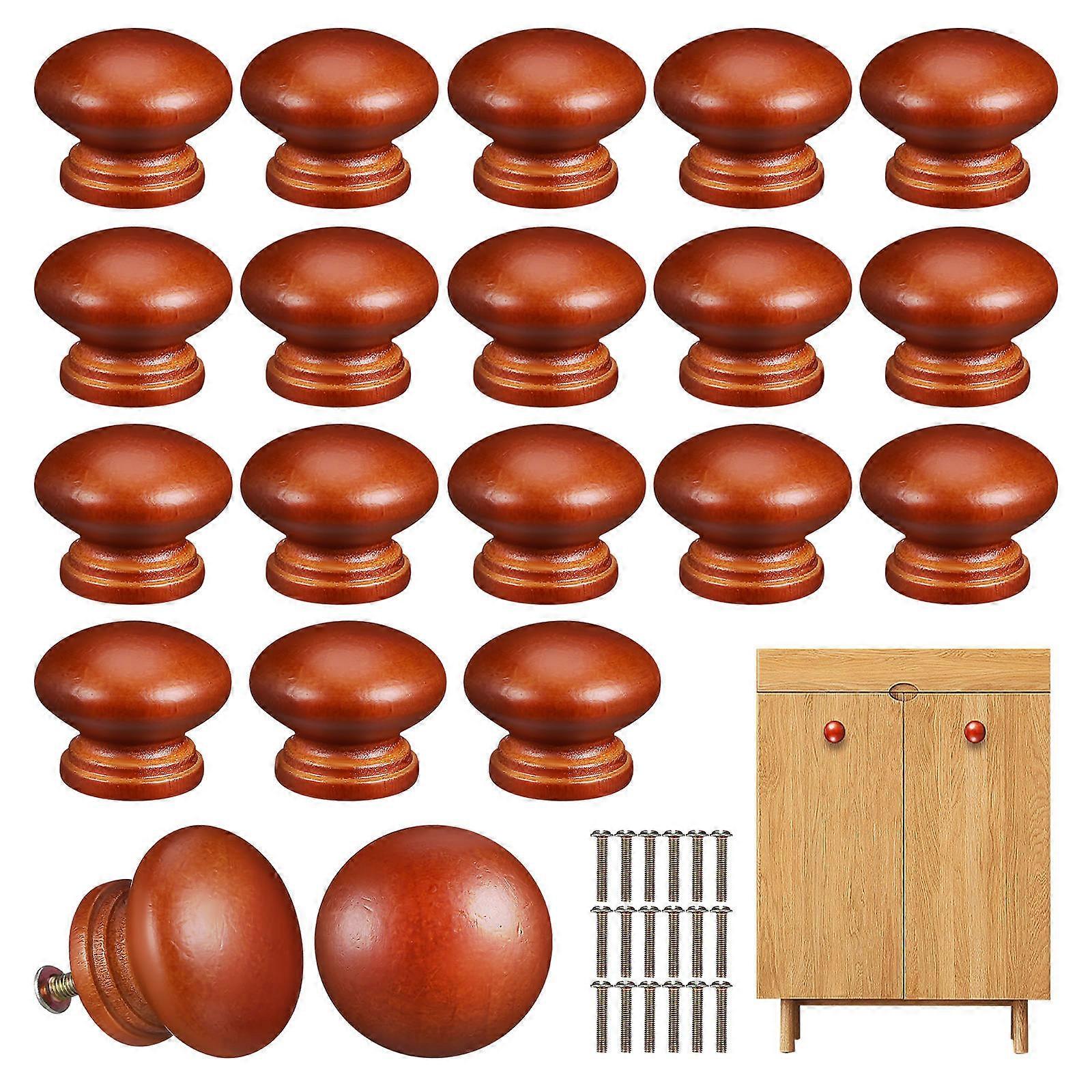 Cupboard Knobs Drawer Knobs Wood Material Elegant Polished Finish Furniture Upgrade 3.40X2.60X2.50CM Easy Installation 20Pcs