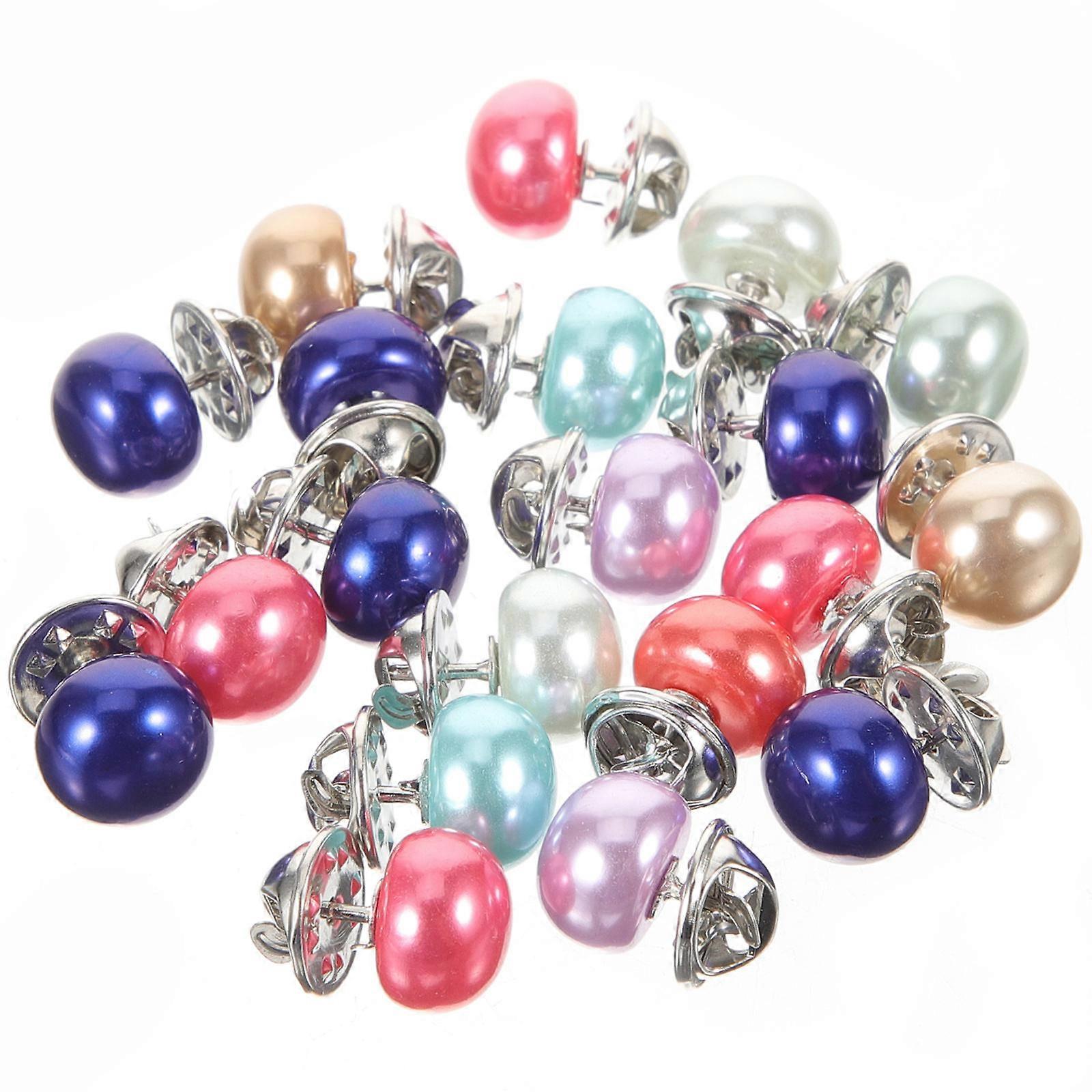 Faux Pearl Button Pins Plastic Resin Material Clothing Modification Button 20Set