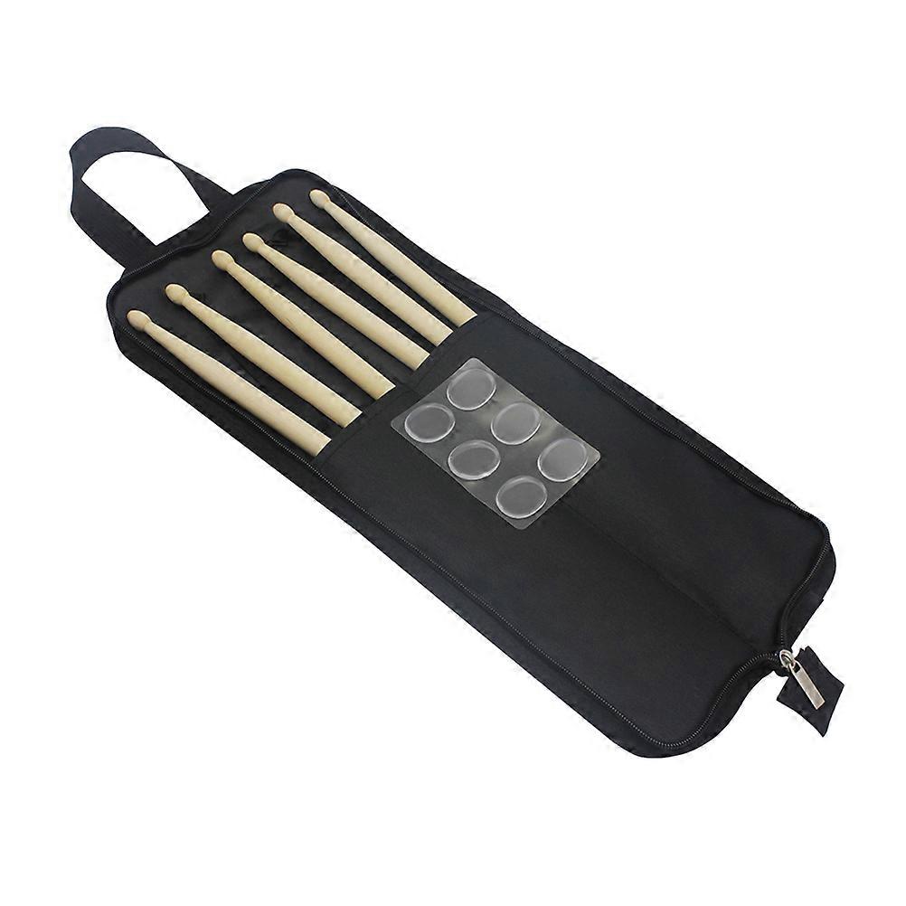 Wood Drumsticks Drum Dampening Pads Practitioners Snare Drum Suitable Black Color Carry Multiple Drumsticks 3Pcs in 1Set