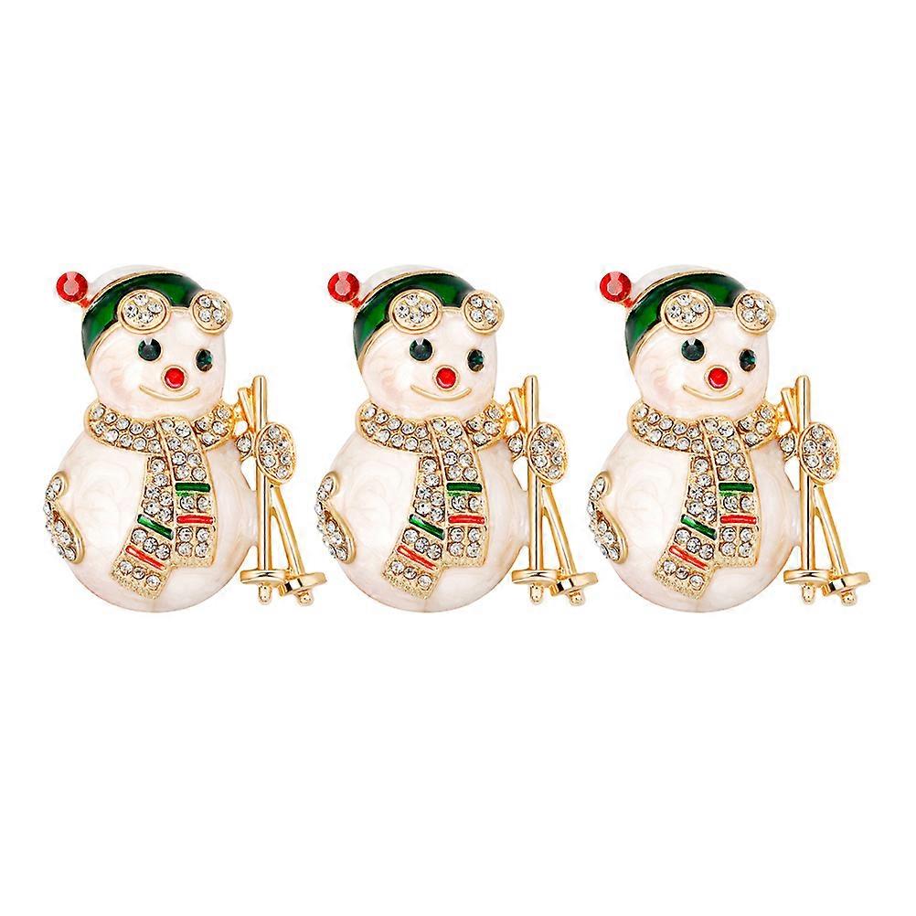 Here's a polished and professional product description based on the title you provided:
**Generic 3pcs Snowman Brooch Pin Set – Rhinestone Enamel