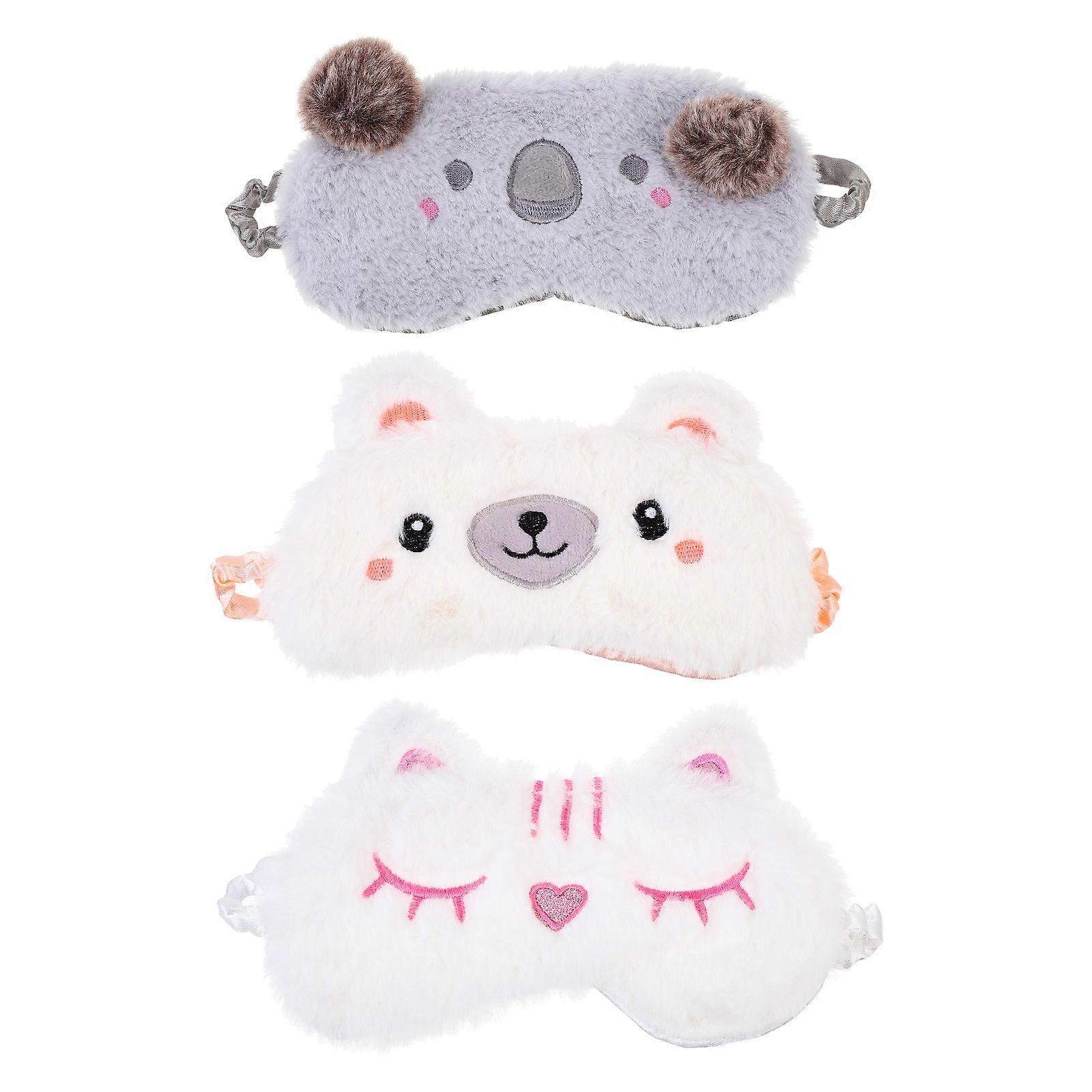 Gradient Plush Eye Shades Lightproof Sleep Masks with Elastic Band, Cute Animal Design, Portable for Travel and Napping, Unisex for Men and Women