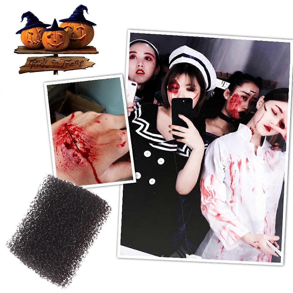 Halloween Makeup Scar Sponge with Portable Horror Wounds Tool for Realistic Blood and Scar Effects, Safe Material for Face Painting and Special