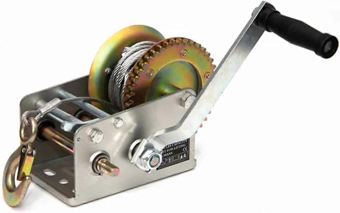 Power Hand Winch Puller Manual Winch 2500LBS with Cable for Boats 2 Speeds