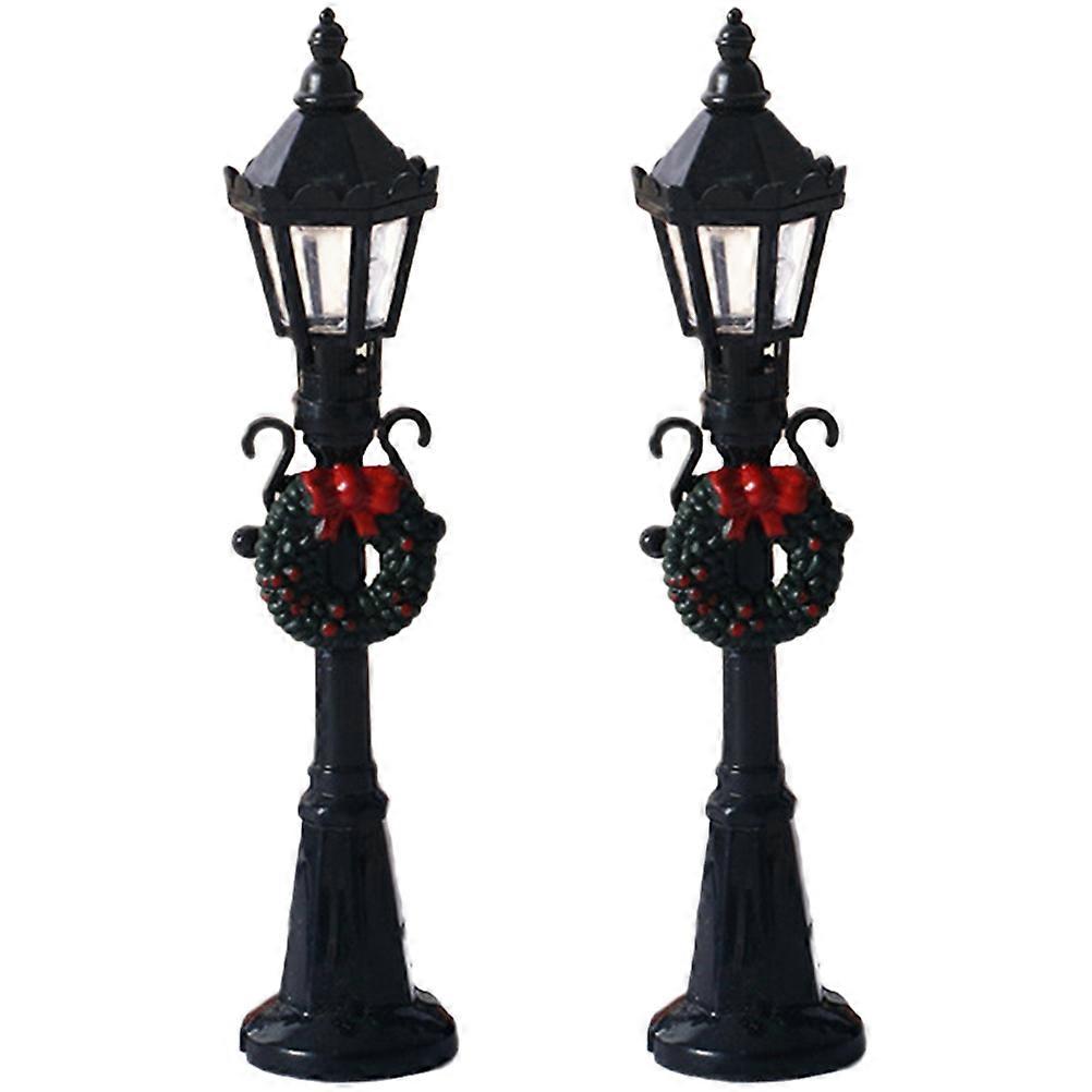 Miniature Street Lamp Diy Accessory Xmas Street Light Models Conical Top 12X2.5X2.5CM Mini Scene Layout 2Pcs